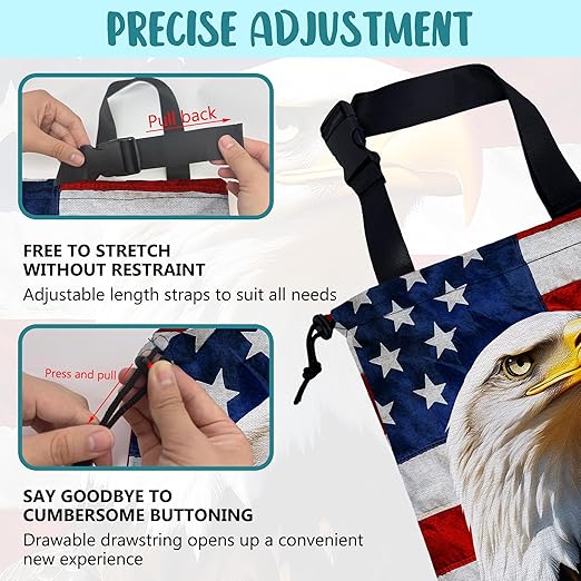Car Trash Bag American Flag and Eagle Leak-Proof Car Garbage Bag with Drawstring Foldable Canvas Trash Bin with Adjustable Buckle for Car Accessories, Travelling, Camping
