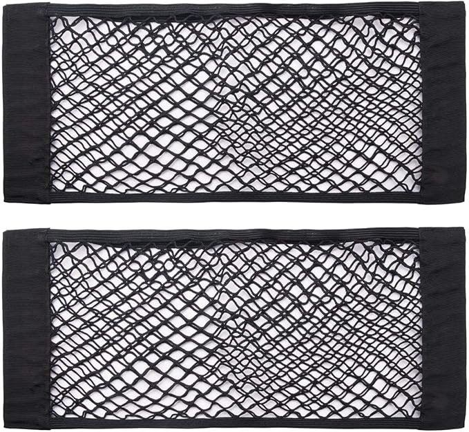 Universal Mesh Cargo Net Storage Net Wall Sticker Organizer Pouch Bag Storage Mesh Net for Car Trunk Storage Add On Organizers for Car Truck (24" x 9.5"（2 Packs)