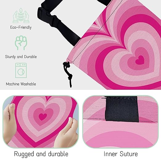 Pink Heart Car Garbage Bag,Romantic Heart Waterproof Small Car Trash Bag Hanging Back of Seat,Drawstring Hanging Car Trash Bag with Adjustable Buckle for Car Accessories