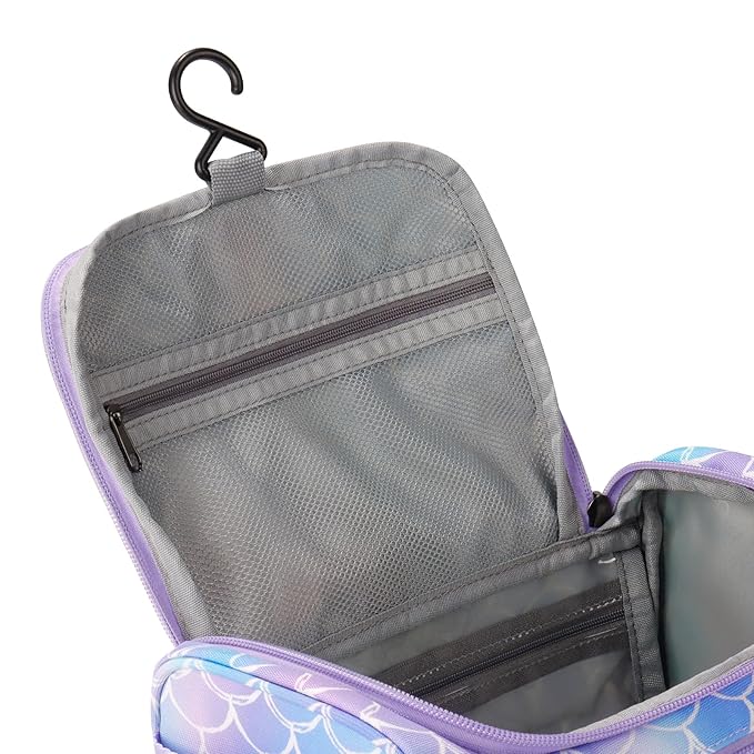 Choco Mocha Kids Toiletry Bag for Girls, Travel Hanging Waterproof Cute Toiletry Bag for Teens Girls Christmas Gifts, Mermaid Purple