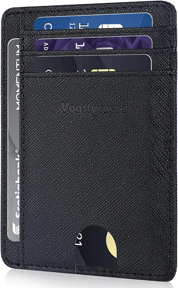 Front pocket thin wallet for Men Women RFID Blocking Credit Card Holder Card Cases Slim Minimalist wallet with Gift Box (1, Cross Black)