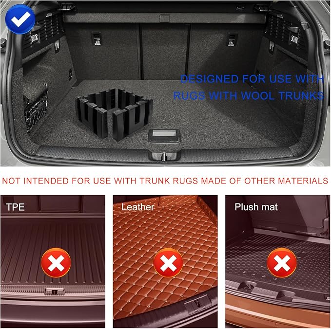 4 PCS Multipurpose Cargo Organizer Blocks, Plastic Trunk Storage Organizer Blocks for Felt Carpet, Space Saving Cargo Trunk Divider Adjustable Blocks for Truck SUV Van