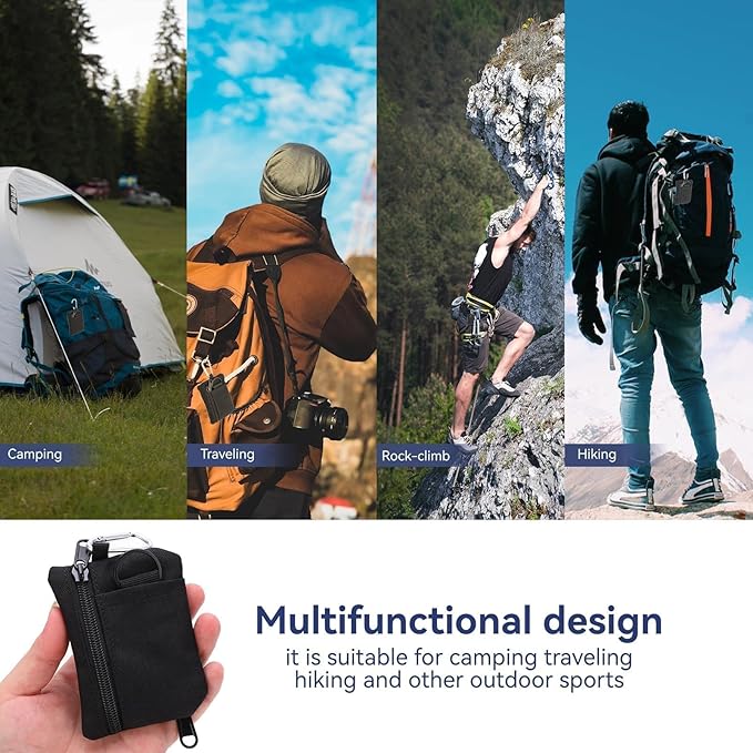 HERCHR Mini Size EDC Utility Pouch Bags First Aid Pouch Organizer Storage Pouch Waist Pack with Carabiner