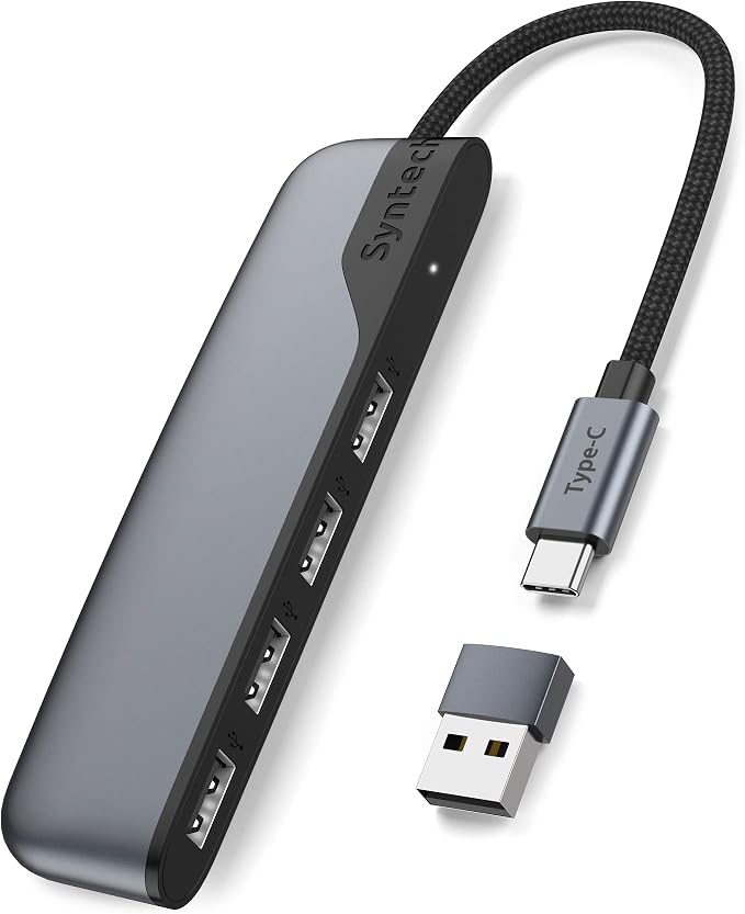 Syntech USB C to USB Hub 4 Ports, Type C to USB 3.0 Hub with A USB C to USB Adapter USB 2.0, Thunderbolt 3 to USB Hub, Compatible with iPhone 17/16/15 Pro Max, iPad mini 6, MacBook Pro/Air/Neo