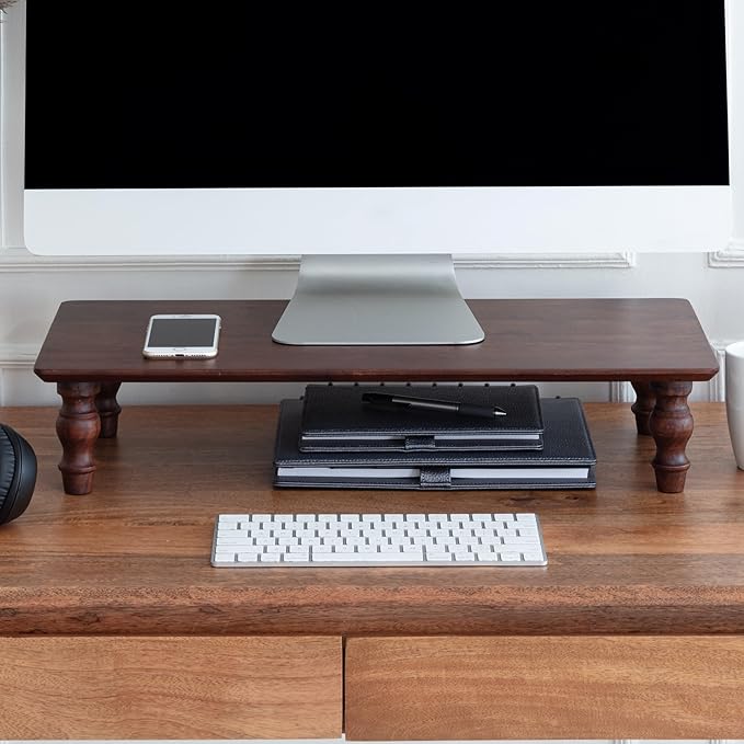 Anji Mountain Monitor Stand - Desktop Organizer & Laptop Riser, Ergonomic Monitor Riser, Space-Saving Monitor Stand for Desk, Durable Construction, Easy Assembly, Ideal for Home & Office,Walnut