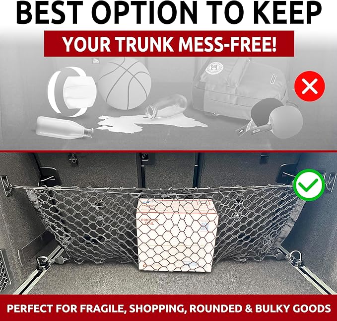 Rear Seat Envelope Style Automotive Elastic Trunk Mesh Cargo Net for BMW X3 Accessories 2017-2025 - Premium Trunk Organizers and Storage - Luggage Net for Crossover - Best Car Organizer for BMW X3