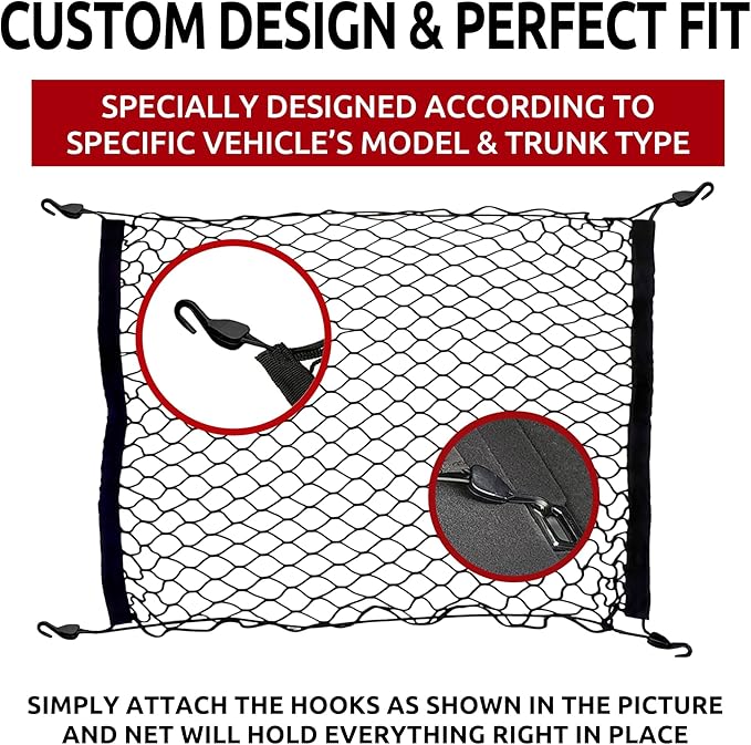 Floor Style Automotive Elastic Trunk Mesh Cargo Net for Audi Q8 Premium Prestige 2019-2026 - Premium Trunk Organizers and Storage - Luggage Net for Crossover - Best Car Organizer for Audi Q 8