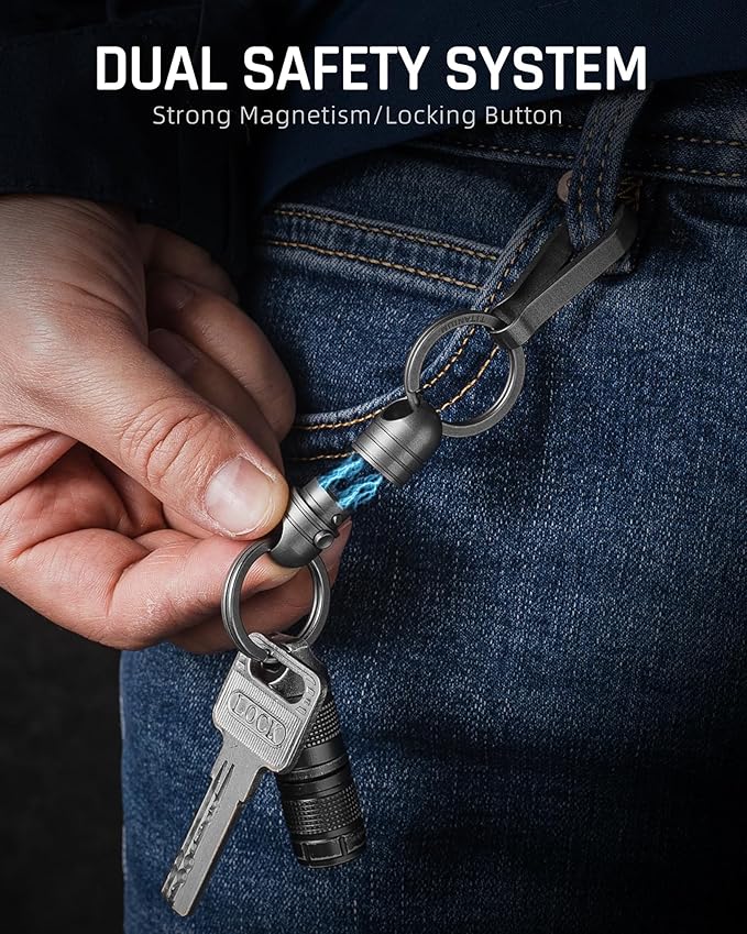 TISUR Magnetic Quick Release Keychain,Titanium Detachable Key Chain Rings Holder Connector for Men Car Keys