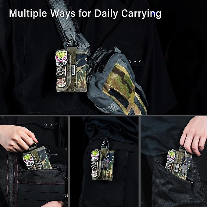 TACTICAL GEEK Storage A2 S EDC Pouch Organizer, Nylon Coin Purse, Multi-Purpose Storage Pocket, Cool Slim Multitools Pocket Organizer for Men, Compact Gadget Pouch for Daily Carry Camouflage