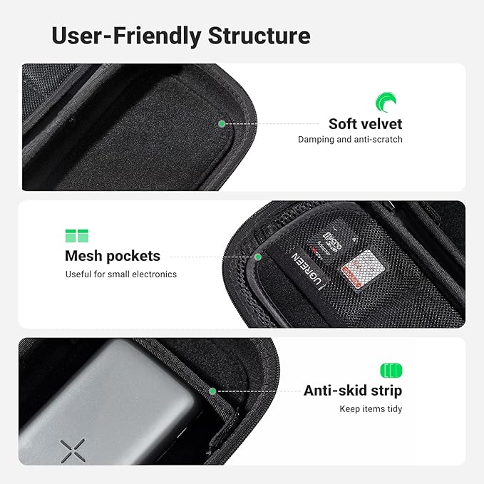 UGREEN Electronic Organizer Travel Case Pouch Bag Accessories Portable Waterproof Storage Bag Travel Essentials with Cable USB Flash Drive Charger External Battery Memory Card