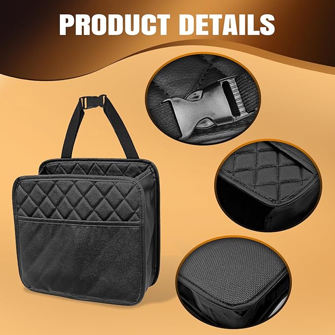 Car Seat Organizer Backseat, PU Leather Hanging Storage Bag with Multiple Pockets, Multipurpose Waterproof Car Organizer Foldable 2.14 Gallon Large Capacity Auto Accessories for Most Cars