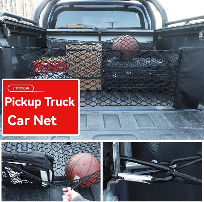 for Chevrolet/Chevy Traverse Envelope Style Truck Bed Cargo Net - Fits 2015-2024 2025 2026 Chevrolet Traverse Accessories Cargo Net for Pickup Truck Bed - Free Storage Bag - Heavy Duty Carabiners