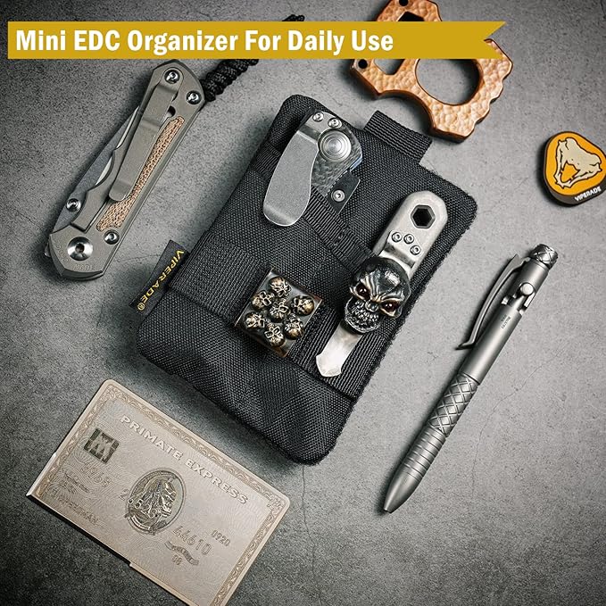 VIPERADE VE15 Small EDC Pouch, Pocket Organizer, EDC Pocket Pouch with DIY Patches Area, EDC Pocket Organizer Wallet for Cards, Small Tool Pouch for EDC Gears