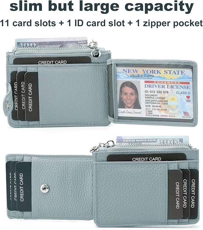 Slim Wallet for Women Genuine Leather Card Holder Thin Womens RFID Blocking Small Wallets