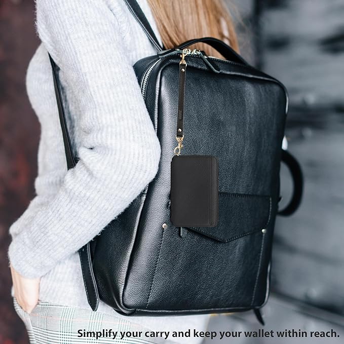 Alban Leather 2-Clip Strap for Wallet, Clutch, Wristlet Purse, Keys, Keychain for Women and Men