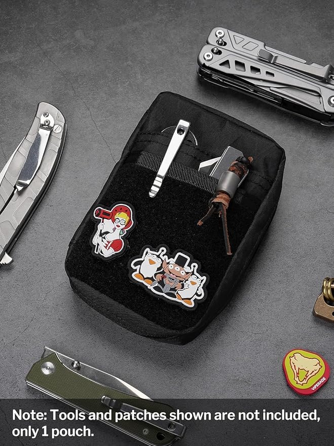 VIPERADE VE26 EDC Pouch Organizer with 11 Compartments, Small Tool Pouch with DIY Patches Area, EDC Pocket Organizer for Mutitools