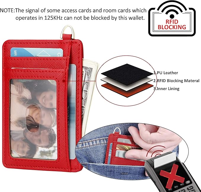 GEEAD Red Slim Minimalist Front Pocket RFID Blocking Card Holder Wallets for Men & Women