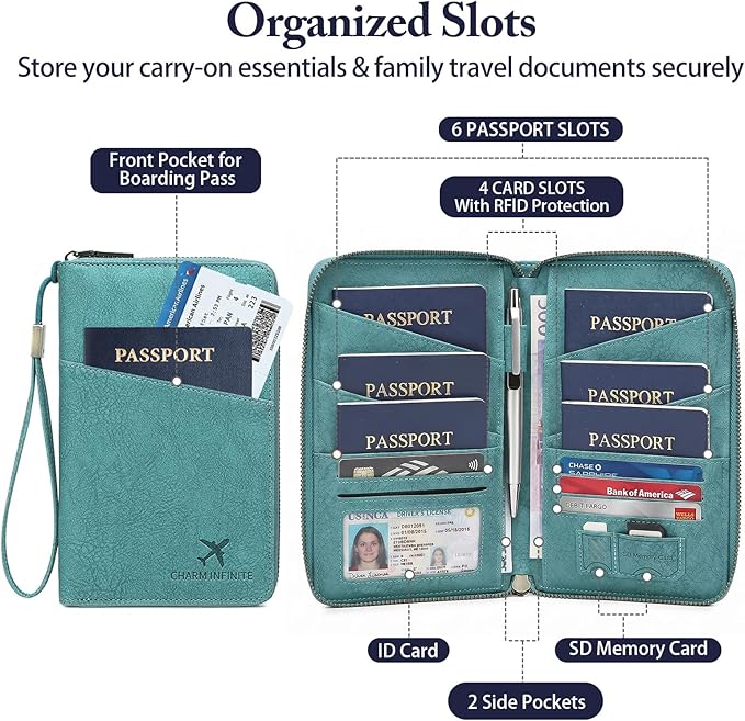 Family Passport Holder for Travel Women and Men RFID Passport Holder with Card Slots Holder Passport Case Passport cover Passport Wallet Travel Essentials and Accessories