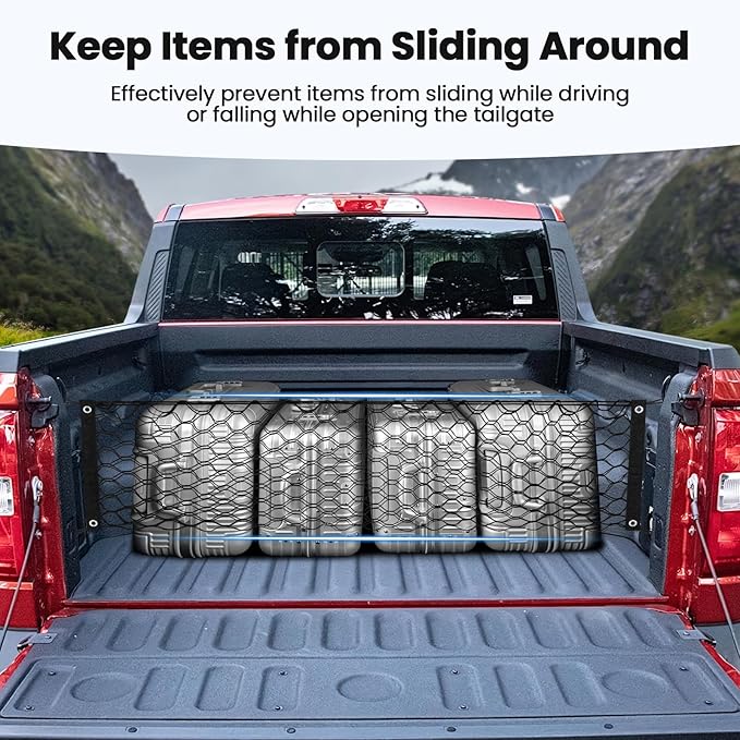 Canvcle Trunk Cargo Net for 2022-2025 2026 Ford Maverick Accessories Envelope Style Mesh Trunk Net Organizer and Storage Stretchable Adjustable Elastic Nylon Rear Cargo Netting with Hooks
