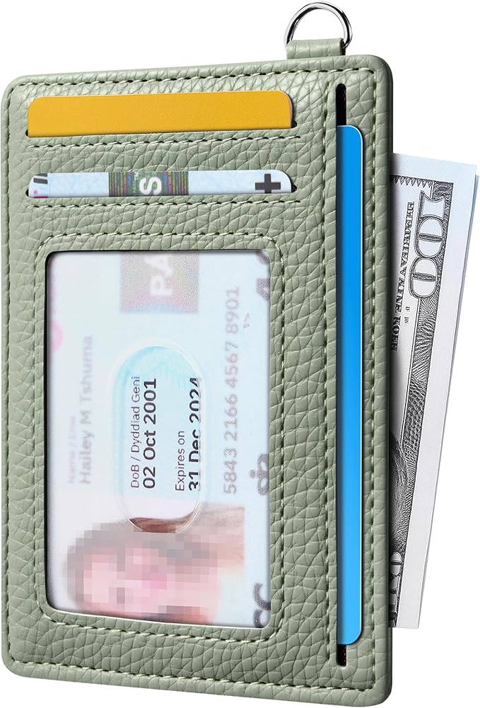 Mayski Slim Wallet, Credit Card Holder for Women, Minimalist Front Pocket RFID Blocking Card Cases, Small Wallet Women Men(Litchi Green)