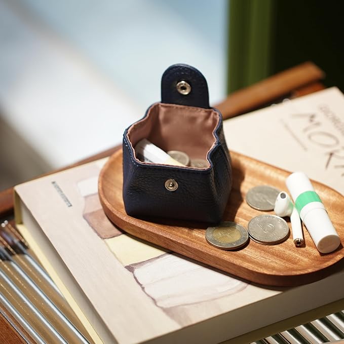 Cockatoo Genuine Leather Coin Pouch Change Holder Mini Snap Pocket Wallet for Men Women (Set of L&S,Macaron Pink)