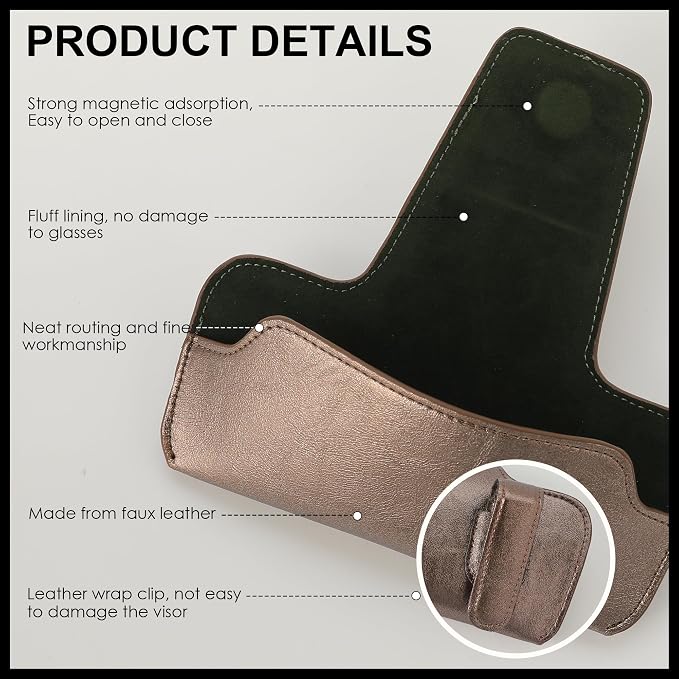 Sunglass Holder for Car Visor, Car Sunglasses Holder Leather, Eyeglasses Holder Glasses Storage Case Visor Accessories