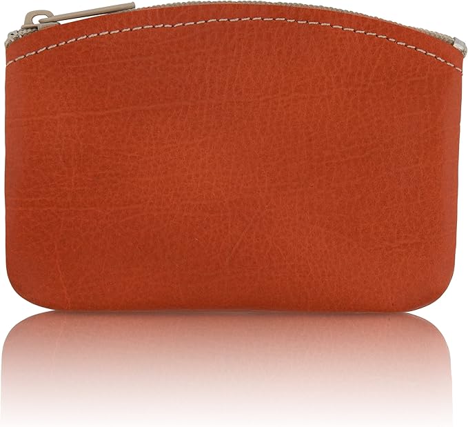 Genuine Leather Large Coin Purse for Women, Change Purse Zipper Wallet For Men Size 5x3 U.S.A. Made By Nabob Leather