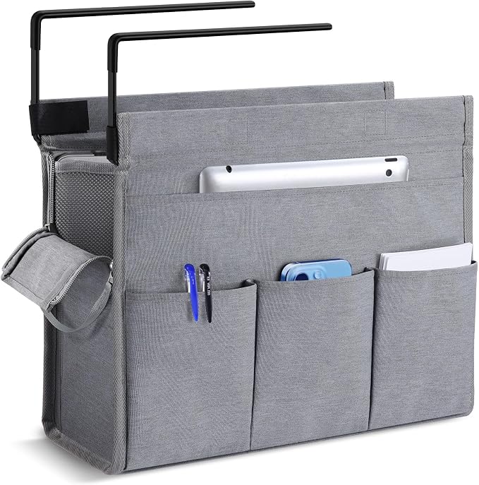 MASTLU Under Desk Hanging Storage Bag, Desk Organizer Storage, Office Side Storage Bag, Compatible with A4 Files, Detachable Handle Design, No Assembly Required, For Office Home School (Grey)