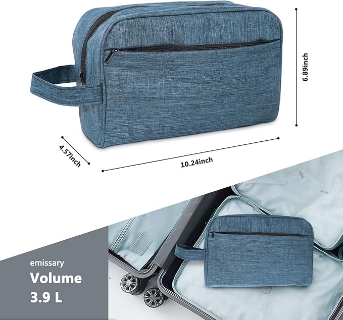 Travel Toiletry Bag - Durable Waterproof Material with Multi-Compartment Organization, Compact Size, Lightweight Portable Hanging Dopp Kit for Toiletries & Travel Accessories (blue)