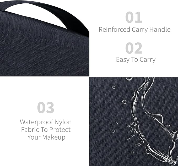 Large Capacity Toiletry Bag Travel Bag with Hanging Hook for Men and Women Waterproof Travel Cosmetic Bag Bathroom Storage Bag for Brushes Set,Full-Sized Shampoo,Toiletries,Accessories-Black
