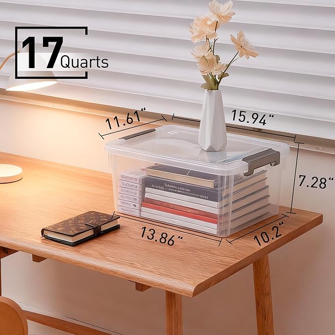 ITYLIFE CITYLIFE 6 Packs 17 QT Plastic Storage Bins with Lids Large Stackable Storage Containers for Organizing Clear Storage Box for Garage, Closet, Classroom, Kitchen