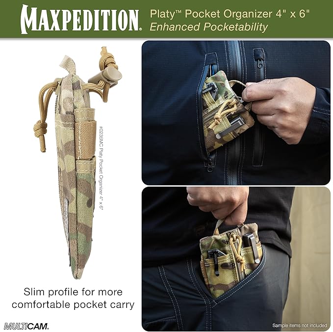 MAXPEDITION Platy Pocket Organizer, Durable EDC Tool Pouch for Men, Neck Wallet with Paracord Lanyard, Holds Flashlight, Multitool, Pen, Notebook