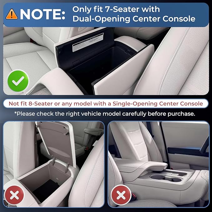 Double Layer Center Console Organizer Tray Storage Box for Hyundai Palisade 2026 (Only fit 7-Seater with Dual-Opening Center Console), Interior Accessories Insert Tray for 2026 Palisade, Black