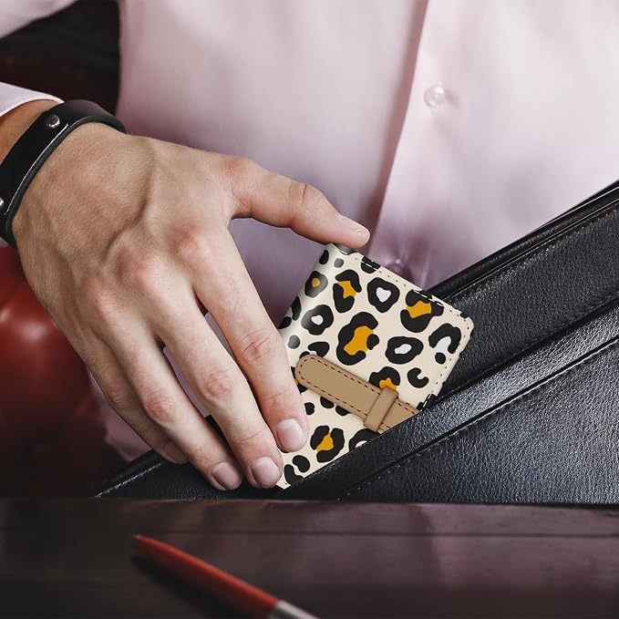 Credit Card Holder with 26 Suitable Slot, ID Card Case PU Leather Wallet for Women Men Business Organiser Pocket (Leopard)