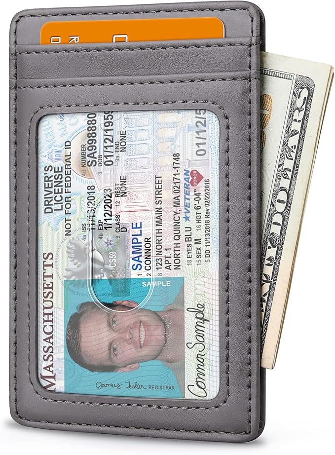 Buffway Mens Slim Wallet, Minimalist Thin Front Pocket Leather Credit Card Holder with RFID Blocking for Work Travel | Minimalist, Thin, Front Pocket, Credit Card Holder, RFID Blocking, for Work Travel
