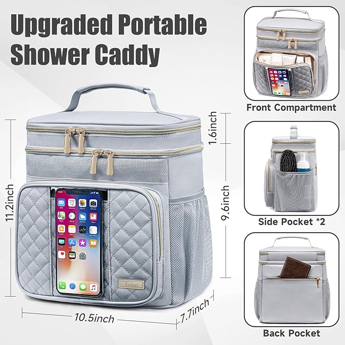 Tealari Large Toiletry Bag for Women Men,Bathroom Bag,Water Resistant Shower Bag,Makeup Bag,Portable Shower Caddy for College Dorm,Hanging Travel Toiletry Bag with Transparent Waterproof Phone Pocket