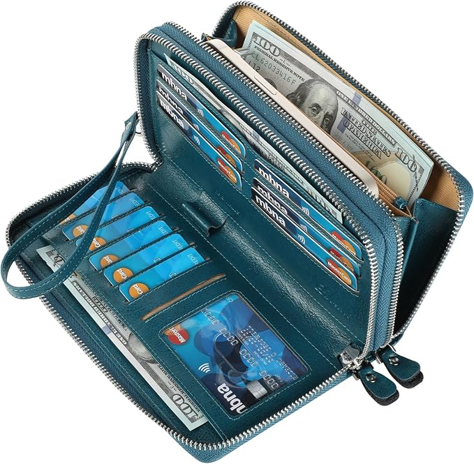 Lavemi Small Compact Women Wallet RFID Blocking Genuine Leather Bifold Purse with ID Windows