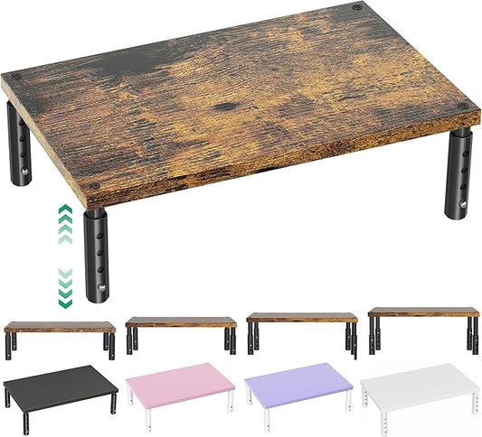 OPNICE Adjustable Monitor Stand Riser for Desk, Computer & Laptop Stand, Desk Organizers and Accessories, Office Desk Accessories & Workspace Organizer for Home Office, Brown Wood