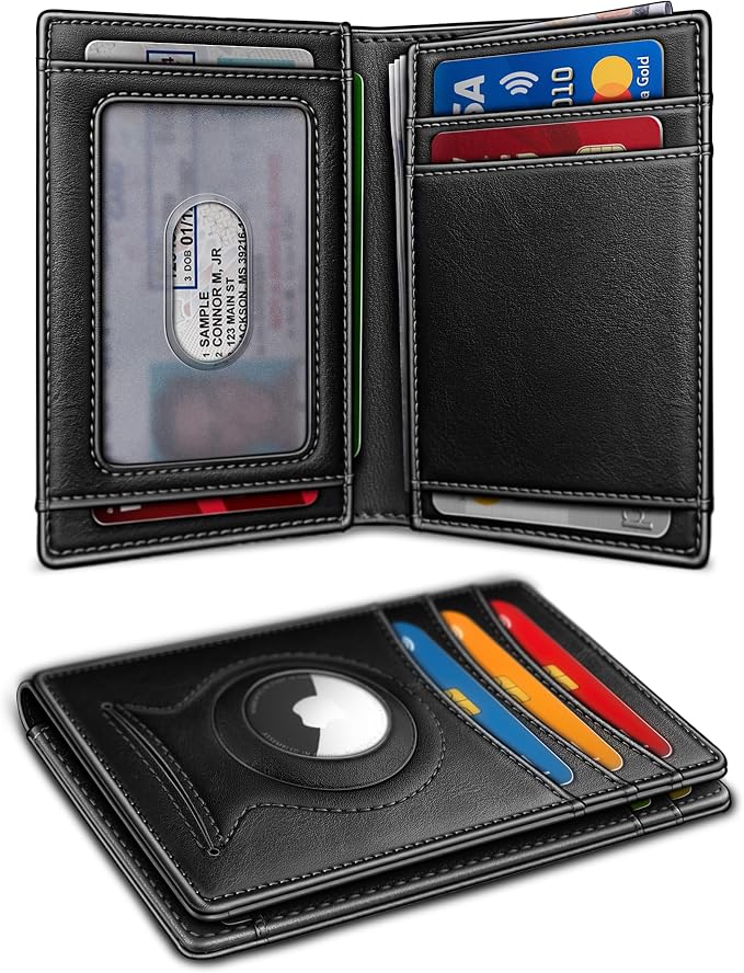 BULLIANT Slim Wallet For Men 12Cards,Magnetic Flip Build-in Money Clip Airtag Compatible-RFID Blocking