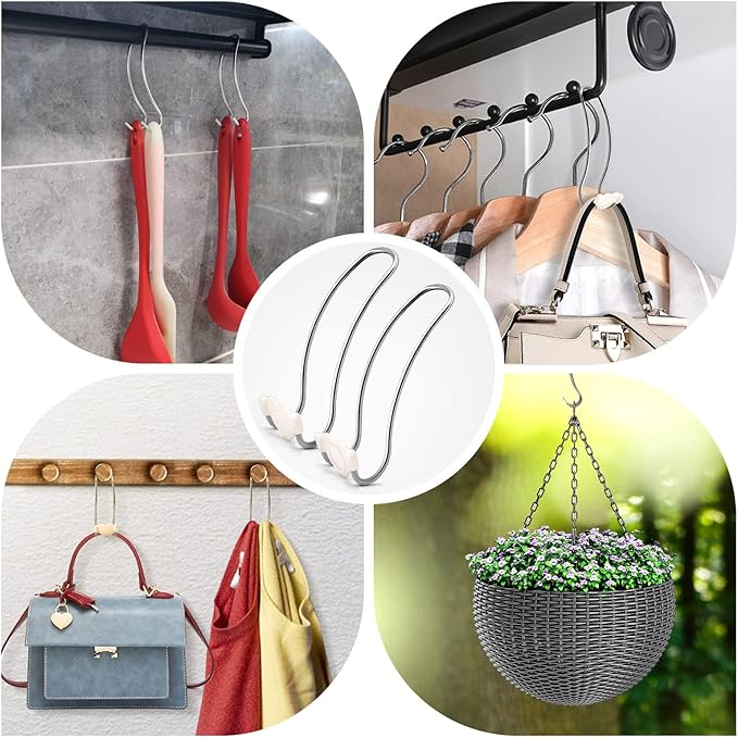 Heavy Duty Car Seat Headrest Hooks for Purse, Backpack Grocery Bags-2 PackMetal Auto Backseat Organizer with Non-Slip Rubber Covers – Multi-Purpose Hanging Hooks for Home, Office & Door