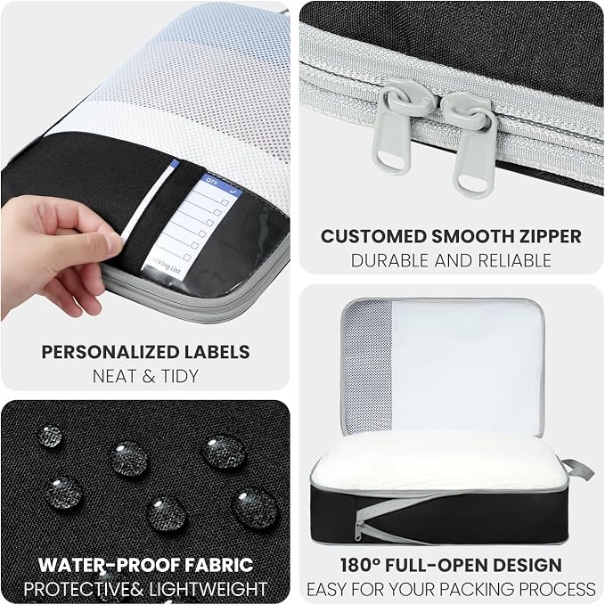 Compression Packing Cubes for Travel, Lightweight Vacation Travel Essentials, Travel Accessories for Suitcase Organizer Bags Set, Durable Luggage Organizer