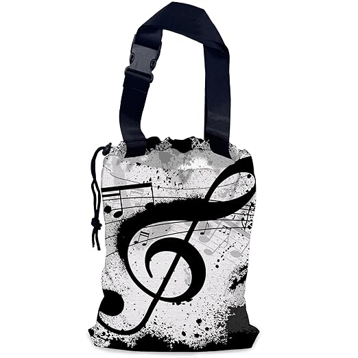 Music Notes Car Garbage Bag,Waterproof Small Car Trash Bag Hanging Back of Seat,Drawstring Hanging Car Trash Bag with Adjustable Buckle for Car Accessories