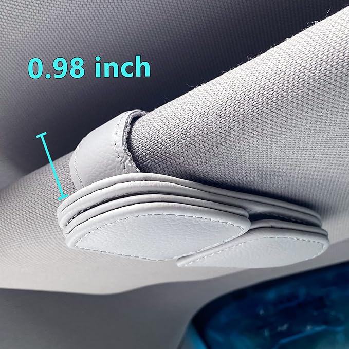 Visonx Sunglass Holder for Car Visor Clip, Magnetic Leather Eyeglass Hanger Clip for Car, Square Car Visor Accessories (Gray)