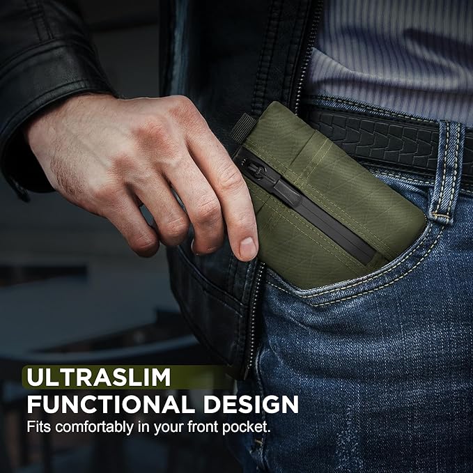 EDC Zip Pouch, RFID Blocking Small Gear Holder for Flashlight, Multitool, Pens, Cables & Everyday Carry Essentials
