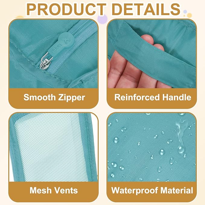 Foldable Travel Shoe Bag, Waterproof Shoe Pouches Organizer with Handle Travel Packing Cubes -Fitting for Storing (Sneakers/Sandals/Fitness Shoes) 2 Pcs & Light Blue