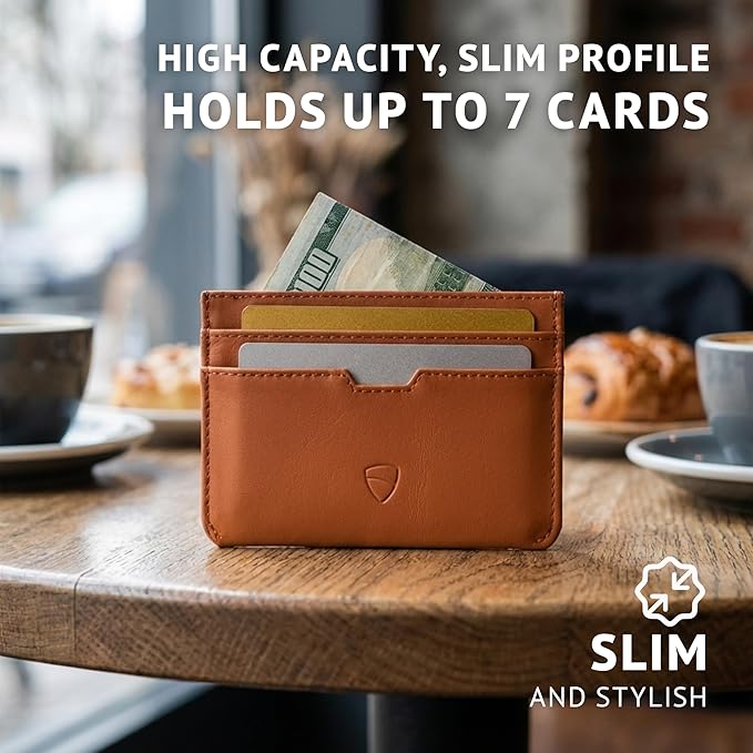Vaultskin MOORGATE Slim Card Holder – Minimalist Leather Wallet with RFID Blocking, Front Pocket Credit Card Case for Men & Women
