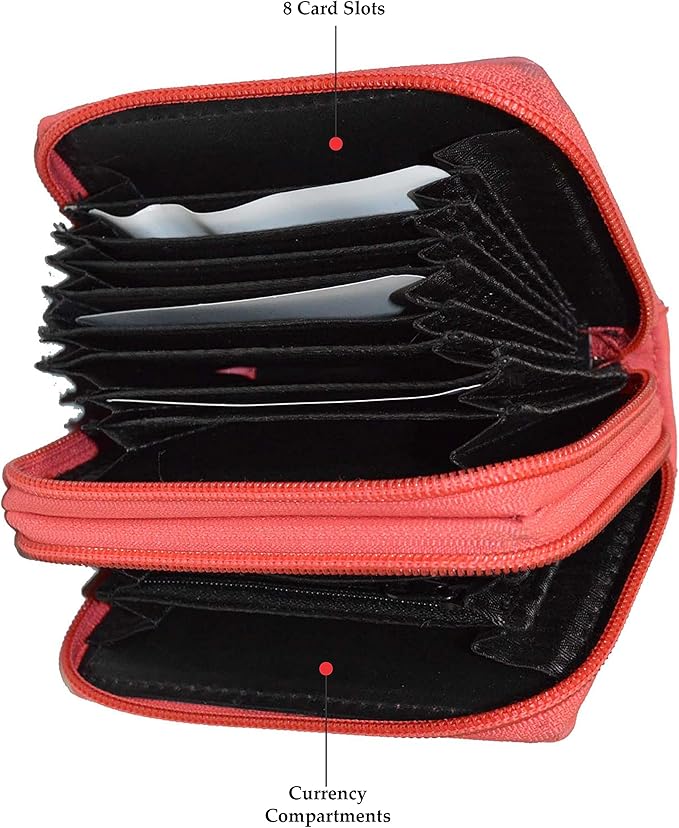 Leatherboss Leather RFID Identity Safe Double Zippered Accordion Wallet