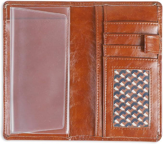 Sanlykate Leather Checkbook Cover for Men and Women, Check Book Case Card Holder with Free Divider, Standard Register Duplicate Checks with pen inserts