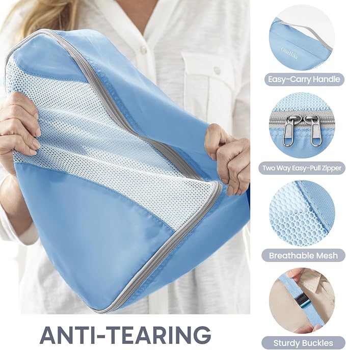 OlarHike 10 Set Packing Cubes for Travel, Gifts for Women Mom,Anti-Tearing Suitcase Organizer with Over-1000 pack Mesh Holes, Vacation Essentials & Accessories for Cruise Ship