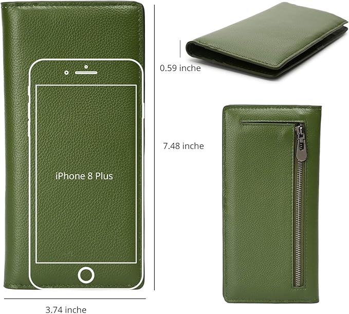Bveyzi Ultra Slim Thin Leather RFID Blocking Credit Card Holder Bifold Clutch Wallets for Women